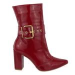 Bota Feminina Cano Médio 1836 Salto Grosso Verniz Marsala