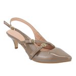 Scarpin Feminino Salto Baixo Verniz Taupe 6030