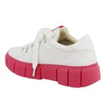 Tênis Feminino Casual De Amarrar 101 Napa Branco Com Sola Rosa