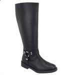 Bota Feminina Cano Médio Biker Rasteira 2026 Napa Preto