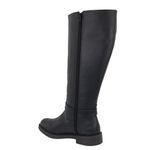 Bota Feminina Cano Médio Biker Rasteira 2026 Napa Preto