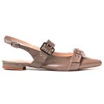 Sapatilha Slingback Rasteira Feminina Em Napa Verniz Taupe 183010