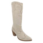 Bota Texana Camurça Off White Bordada 23011 