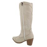 Bota Texana Camurça Off White Bordada 23011 