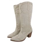 Bota Texana Camurça Off White Bordada 23011 