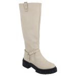 Bota Montaria Biker Cano Alto 23107 Camurça Off White