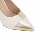 Scarpin Salto Off White e Ouro Light 5550