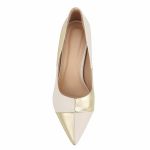 Scarpin Salto Off White e Ouro Light 5550