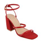 Sandália Feminina Salto Médio Com Tiras 12001 Napa Vermelho