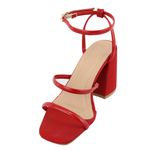 Sandália Feminina Salto Médio Com Tiras 12001 Napa Vermelho