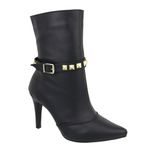 Bota Feminina Cano Médio 1793 Salto Fino Napa Preta