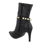 Bota Feminina Cano Médio 1793 Salto Fino Napa Preta