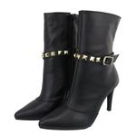Bota Feminina Cano Médio 1793 Salto Fino Napa Preta