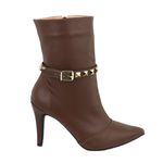 Bota Feminina Cano Médio 1793 Salto Fino Napa Santorini Cacau