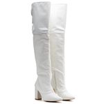 Bota Over Feminina Salto Alto e Grosso 1822 Napa Siena Branco