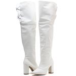 Bota Over Feminina Salto Alto e Grosso 1822 Napa Siena Branco
