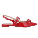 Sapatilha Slingback Rasteira Feminina Em Napa Verniz Vermelho Ferrari 183010
