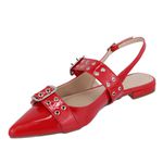 Sapatilha Slingback Rasteira Feminina Em Napa Verniz Vermelho Ferrari 183010