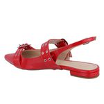 Sapatilha Slingback Rasteira Feminina Em Napa Verniz Vermelho Ferrari 183010
