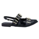 Sapatilha Slingback Rasteira Feminina Em Napa Verniz Preto 184202