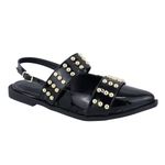 Sapatilha Slingback Rasteira Feminina Em Napa Verniz Preto 184202