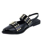 Sapatilha Slingback Rasteira Feminina Em Napa Verniz Preto 184202