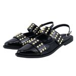 Sapatilha Slingback Rasteira Feminina Em Napa Verniz Preto 184202