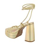 Sandália Feminina Meia Pata Com Amarração 193011 Napa Dourado Holografico