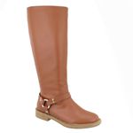 Bota Feminina Biker Rasteira 2026 Napa Caramelo