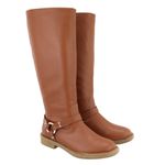Bota Feminina Biker Rasteira 2026 Napa Caramelo
