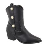 Bota Texana Cano Baixo Salto Grosso Com Enfeite Lateral 24000 Napa Preta