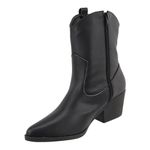 Bota Texana Cano Baixo Salto Grosso Com Enfeite Lateral 24000 Napa Preta