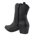 Bota Texana Cano Baixo Salto Grosso Com Enfeite Lateral 24000 Napa Preta