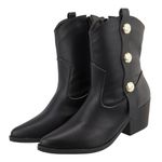 Bota Texana Cano Baixo Salto Grosso Com Enfeite Lateral 24000 Napa Preta