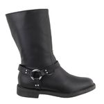 Bota Feminina Cano Médio Biker Rasteira 2025 Napa Preta