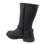 Bota Feminina Cano Médio Biker Rasteira 2025 Napa Preta