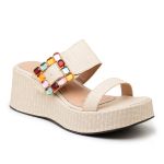 Tamanco Ref 5200 Anabela Fivela Trabalhada Colorida Em Rafia