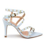 Sandália Feminina Salto e Bico Fino 6019 Napa Azul Bebe
