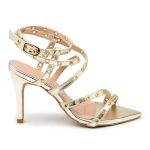 Sandália Feminina Salto e Bico Fino 6019 Napa Ouro Light