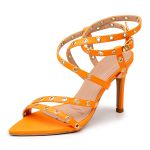 Sandália Feminina Salto e Bico Fino 6019 Napa Laranja