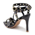 Sandália Feminina Salto e Bico Fino 6019 Napa Verniz Preto