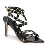 Sandália Feminina Salto e Bico Fino 6019 Napa Verniz Preto