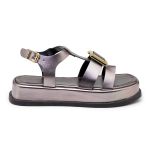 Sandália Feminina Flatform Papete Prata Velho 23430