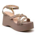 Sandália Anabela Napa Taupe 9100