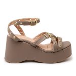 Sandália Anabela Napa Taupe 9100