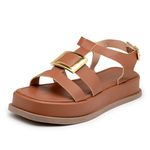 Sandália Feminina Flatform Papete Napa Caramelo 23430 Copia