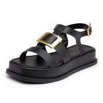 Sandália Feminina Flatform Papete Preto 23430