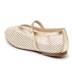 Sapatilha Boneca Em Tela Com Tira De Fivela 5400 Ouro