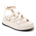 Sandália Feminina Papete Flatform Tira Com Fivela 5302 Napa Off White