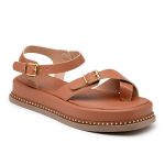 Sandália Feminina Papete Flatform Tiras Fivela 23411 Caramelo